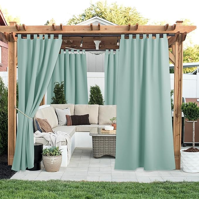 NICETOWN 2 Panels Aqua Blue Outdoor Curtainss - Image 2
