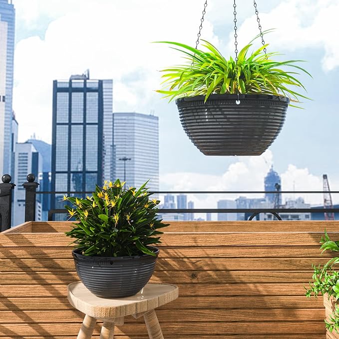 2 Pack Hanging Planters for Indoor Outdoor Plants, 10 Inch Hanging Planter - Image 7