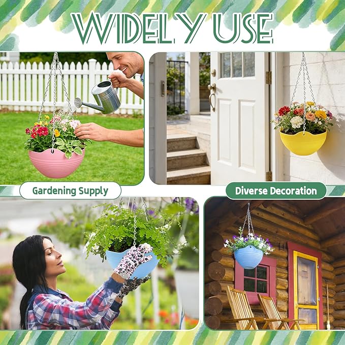 Bvrbaory 8 Pack Multicolor Hanging Planter Pots, 8 Colors Garden Hanging - Image 5