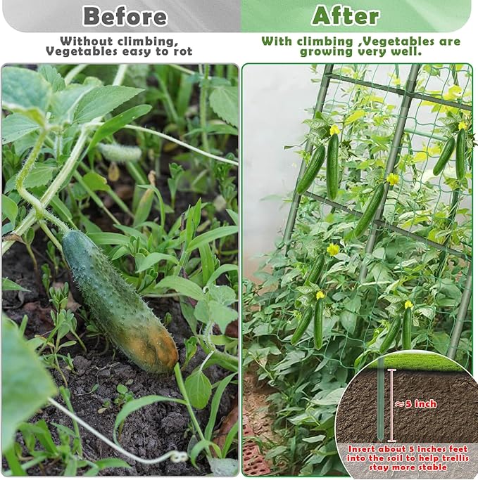 Cucumber Trellis for Raised Bed, Garden Arch Trellis for Climbing Plants Outdoor - Image 5
