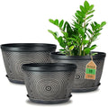 Quarut 10 Inch Flower Pots for Outdoor Indoor, 3 Pack Plastic Plant Pots by Quarut