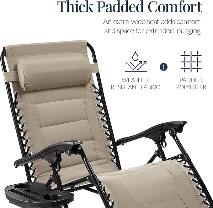 Best Choice Products Oversized Padded Zero Gravity Chair, Folding Outdoor Patio - Image 4