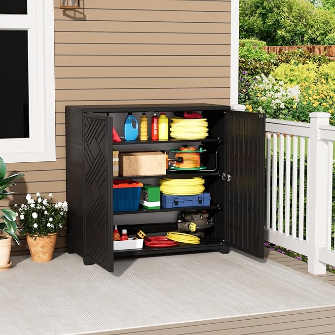 Outdoor/Indoor Storage Box, Resin and Plastic Storage Cabinet Waterproof - Image 2