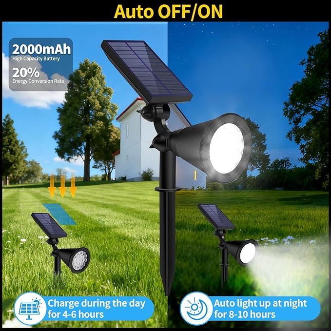 Solar Spot Lights Outdoor Waterproof, 18 LED Solar Powered Landscape Lighting - Image 3