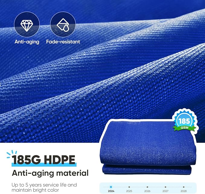 Quictent 20x16ft 185G HDPE Rectangle Sun Shade Sail Canopy 98% UV Block Outdoor - Image 2