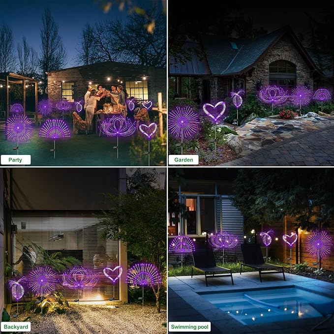 Solar Garden Lights Outdoor Waterproof, 2 Pack 120 LED Solar Firework Lights - Image 5