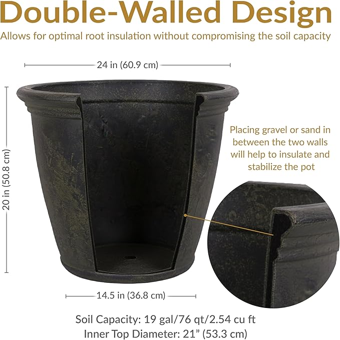 Sunnydaze 24-Inch Anjelica Large Plastic Pot - Image 7