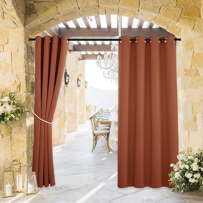 RYB HOME Outdoor Curtains for Patio Waterproof Block Sunlight Thermal Insulated by RYBHOME