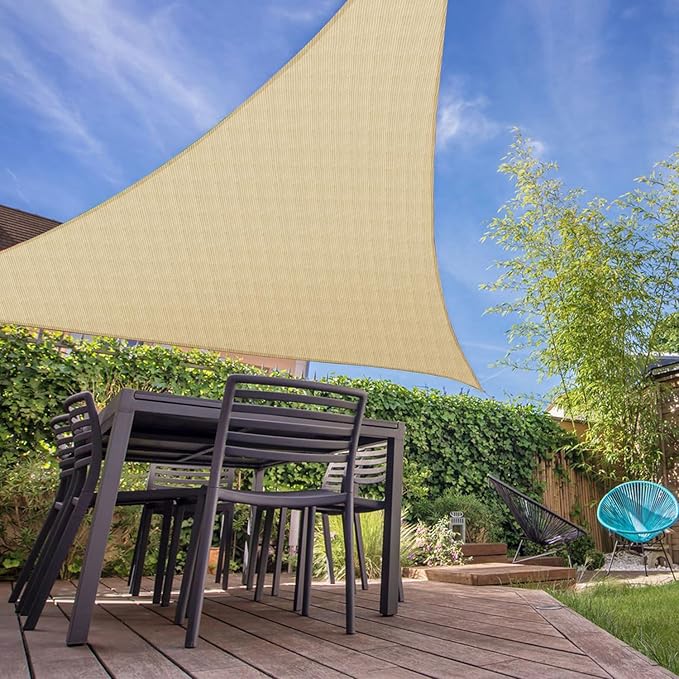 E&K Sunrise 9' x 9' x 9' Sun Shade Sail Triangle Canopy Shade Cover UV Block - Image 7