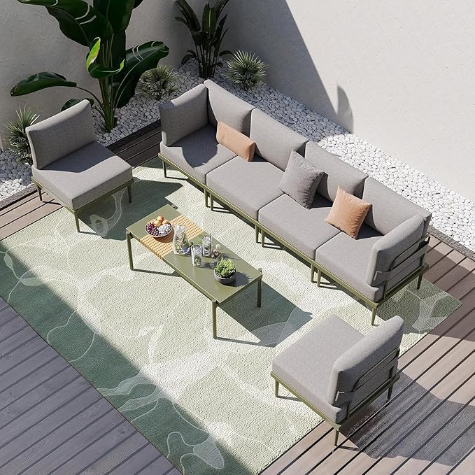 Sundale Outdoor 7 Pieces Metal Patio Furniture Set, Outdoor Sectional Sofa - Image 3