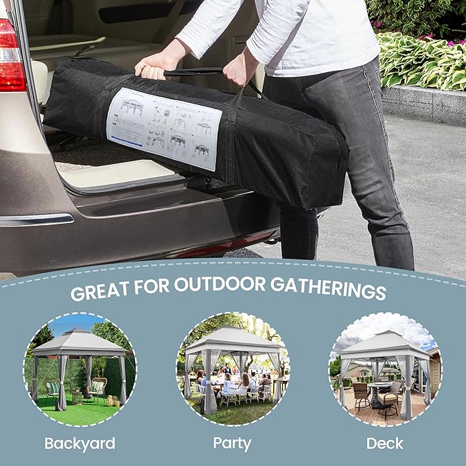 Yaheetech 11x11 Pop Up Gazebo Outdoor Canopy Shelter, Instant Patio Gazebo Sun - Image 9