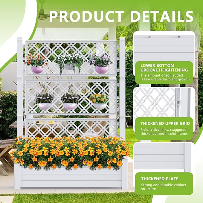 Raised Garden Bed with Trellis for Climbing Plants, 43.43" L x 18.27" W x - Image 6