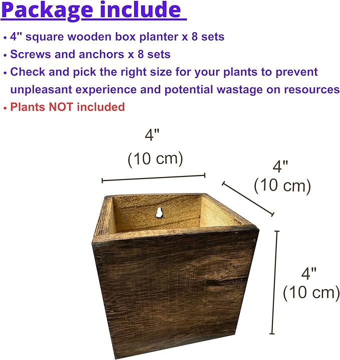 LaLaGreen Wood Planter Boxes for Plants Small Square Wall Mounted Planters for - Image 2