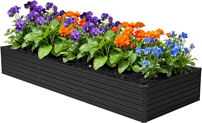 12x4x1.5ft Galvanized Raised Garden Bed, Outdoor Planter Box Metal Patio Kit by Foxlang