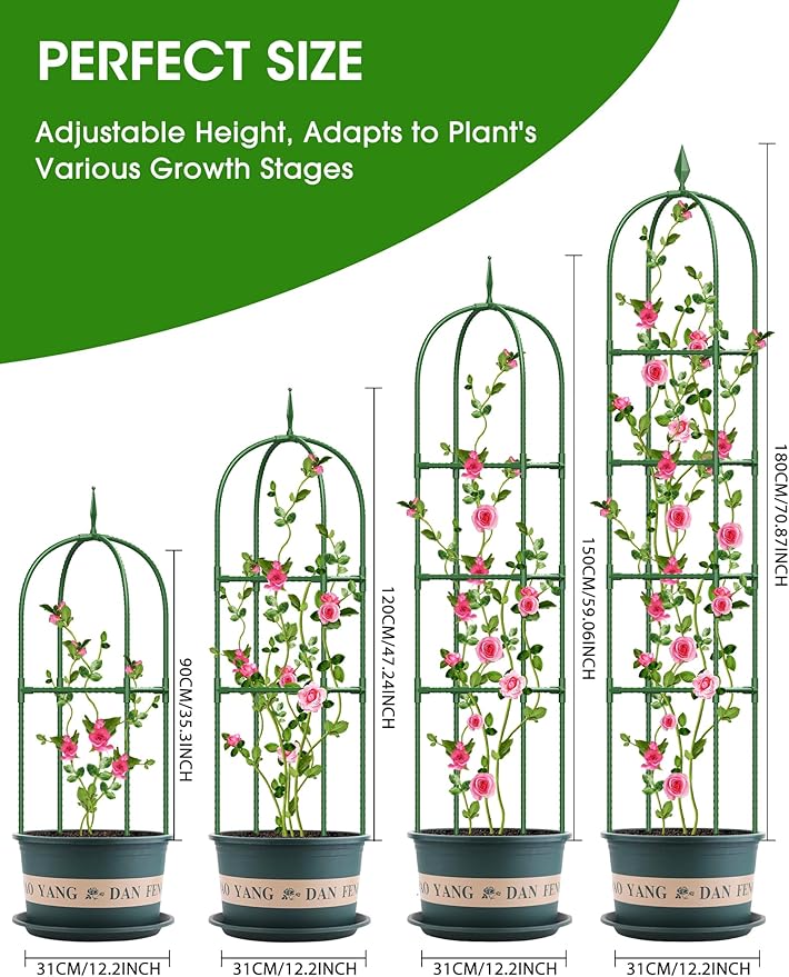 Trellis for Climbing Plants Outdoor, 6FT Garden Obelisk Rustproof PE Coated - Image 2