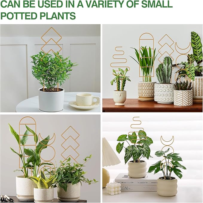 Indoor Plant Trellis for Potted Plants, 16inch Gold Small Trellis for Climbing - Image 2