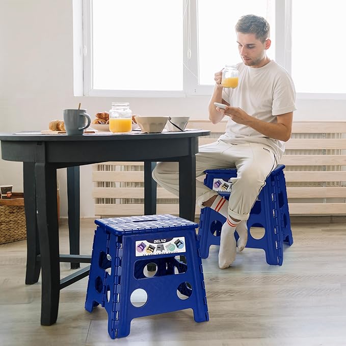 Delxo Folding Step Stool, 13 inch Non-Slip Foldable Stools - Image 5