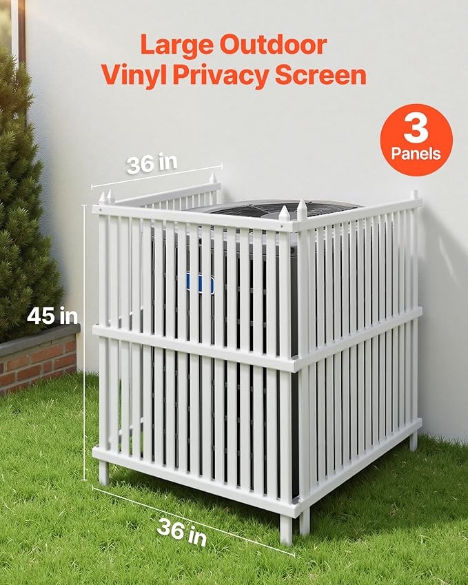 VEVOR 3 Panels Outdoor Privacy Screen, 36 x 45 in Air Conditioner Fence - Image 2