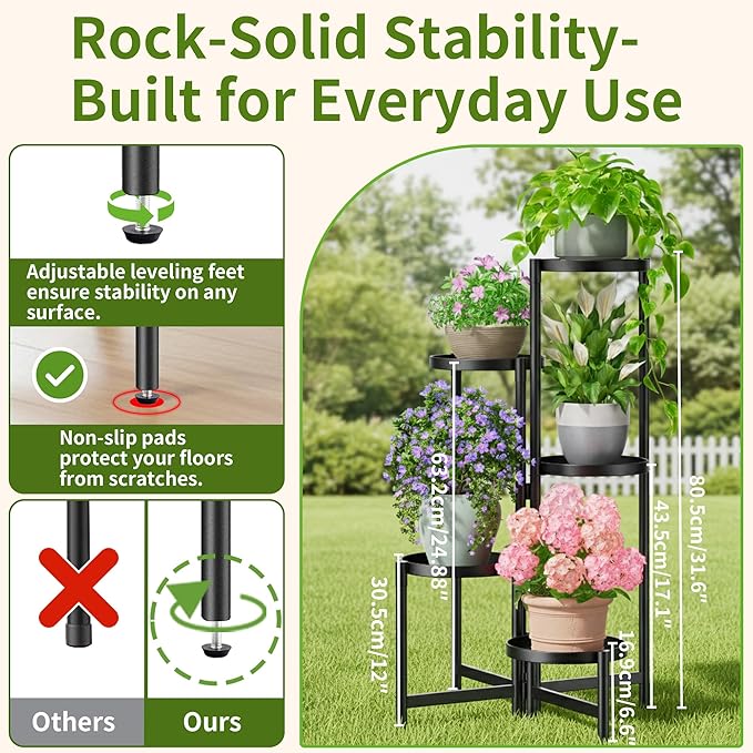 Tall Plant Stand Indoor Outdoor, Corner Metal Flower Pot Stands - Image 3