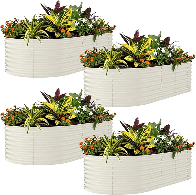 Garvee 4 Pack Galvanized Raised Garden Bed, Rust-Resistant Raised Garden Beds by Garvee