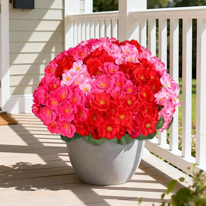 Artificial Geraniums Flowers for Outdoors, 6 Bundles Realistic Silk Fake - Image 5
