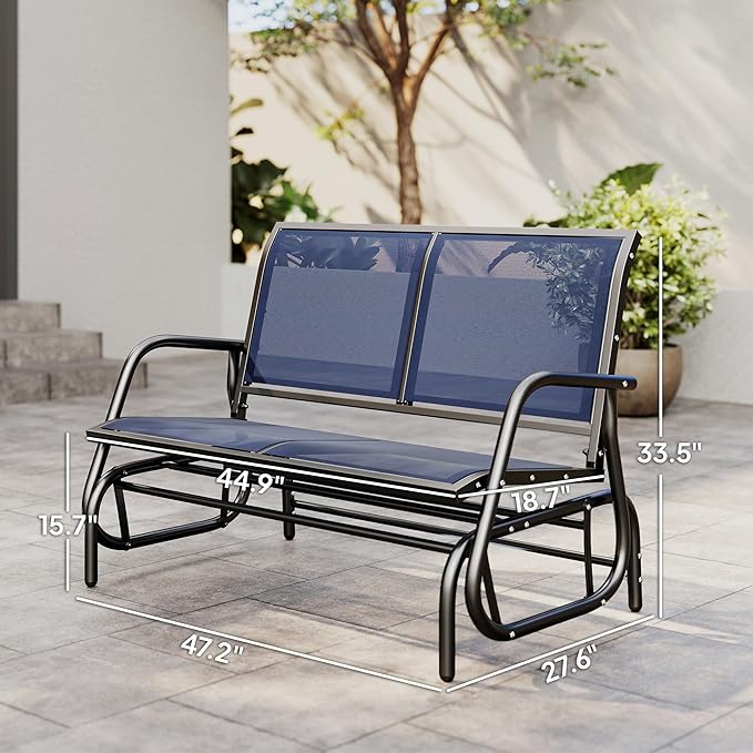 Outsunny 2-Person Outdoor Glider Bench, Patio Double Swing Rocking Chair - Image 3