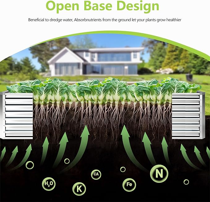 4x2x2FT Galvanized Raised Garden Bed, Galvanized Planter Boxes Outdoor - Image 2