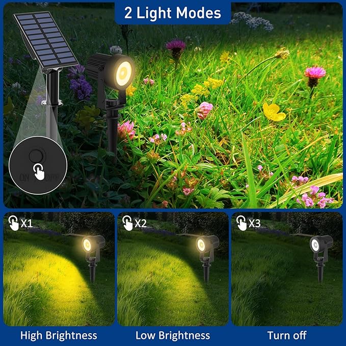 T-SUNUS Christmas Solar Landscape Spotlights 4 Pack Warm White 3000K, Spot - Image 2