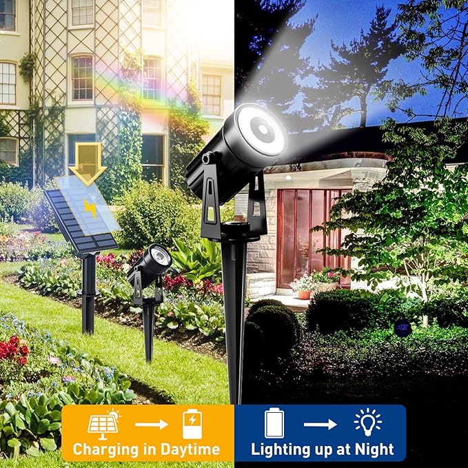 T-SUNUS Solar Spot Lights Outdoor White Christmas 4 Pack IP65 Waterproof - Image 2