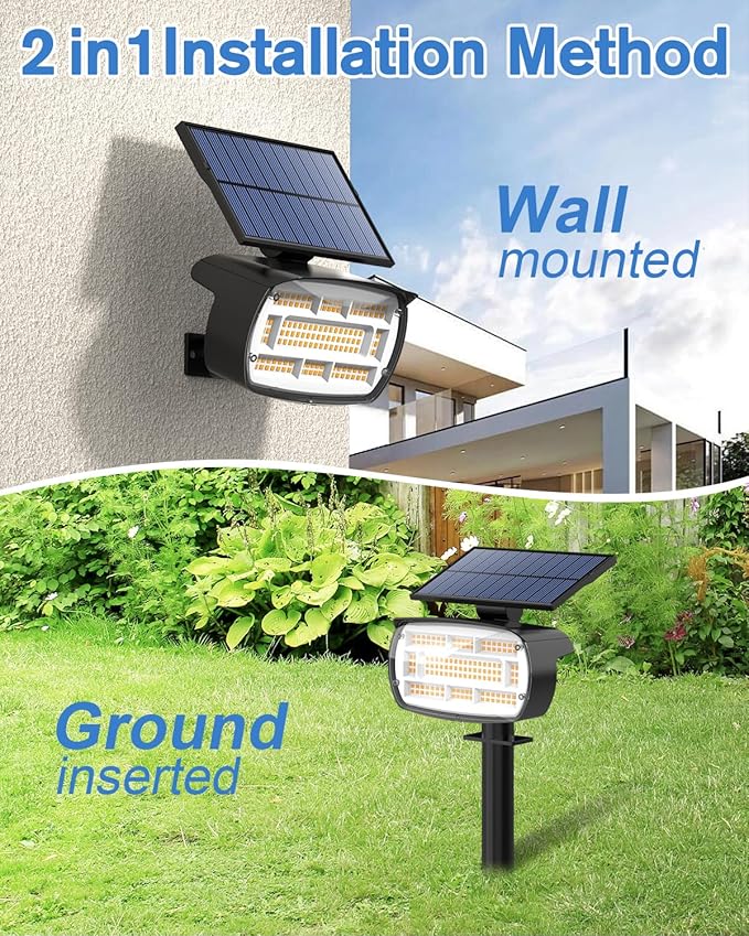Fabrito 136 LED Solar Spot Lights Outdoor 4 Packs Warm White - Image 8