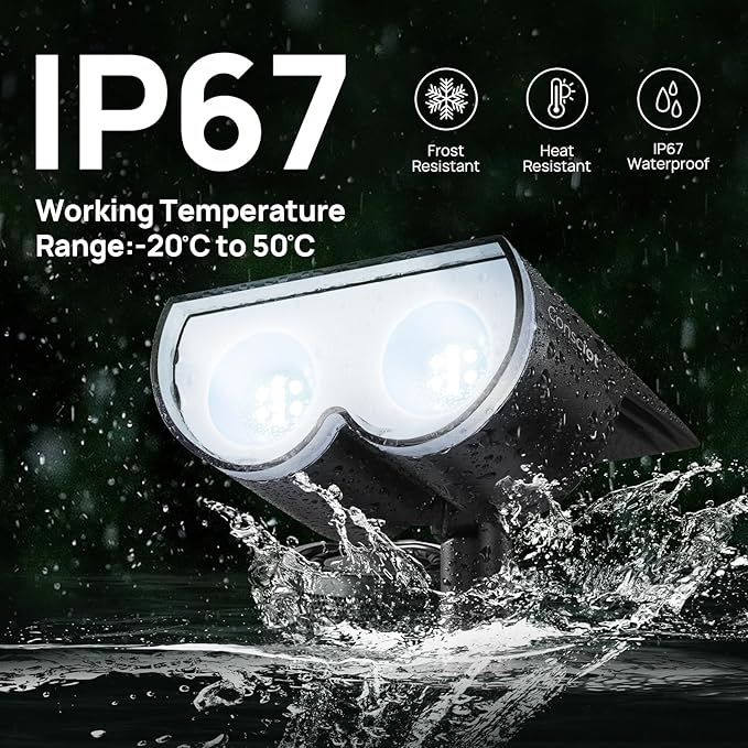 Solar Lights Outdoor Waterproof, Consciot 16 LEDs IP67 Spot Lights Outdoor - Image 5