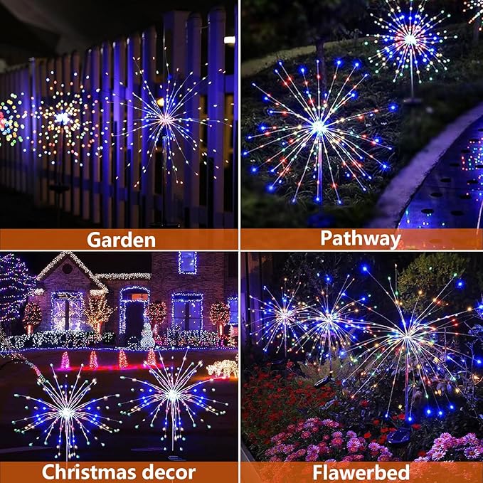 4 Pack Solar Firework Lights 200 LED Create Magical Nights, Waterproof - Image 4