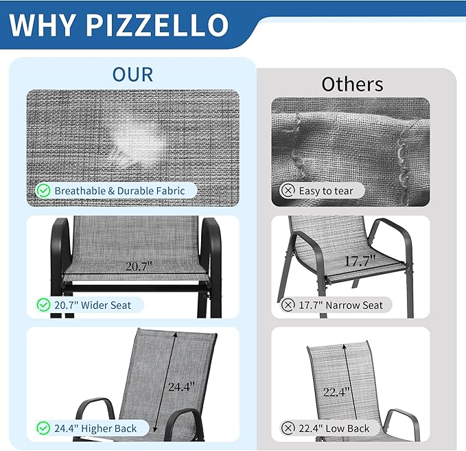 PIZZELLO Patio Chairs Set of 8 - Image 4