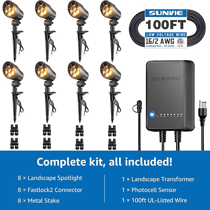 SUNVIE All-in-One Low Voltage Landscape Lighting Kit, 6W Landscape Lights Wired - Image 7