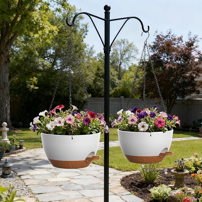 13 Inch 2 Pack Large Self Watering Hanging Planters - Image 4
