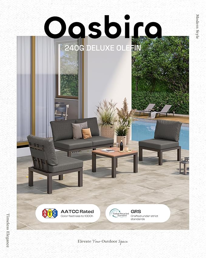 Aluminum Modular Outdoor Patio Furniture Set, 8 Seats Sectional Sofa Set - Image 7
