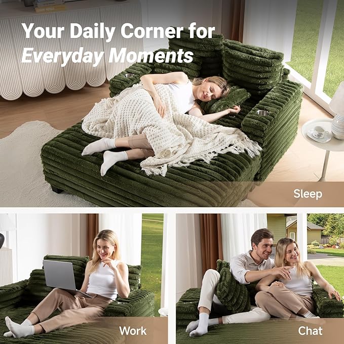 64" Chaise Lounge Chair Indoor, Oversized Sleeper Chair - Image 9