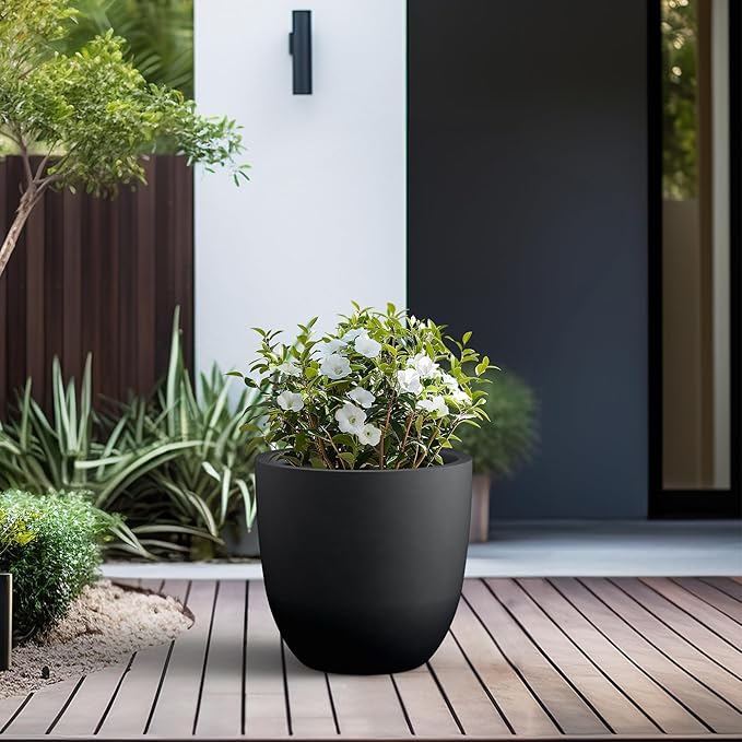 Kante 18 Inch Dia Round Concrete Planter, Indoor Outdoor Large Plant Pot - Image 5