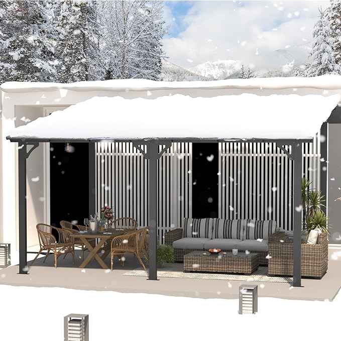 AECOJOY 14' x 10' Gazebo for Patio, Hard Top Lean to Gazebo Pergola - Image 3