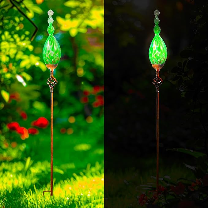 Solar Garden Lights Outdoor, Decorative LED Flame Garden Stakes, Hand Blown - Image 7