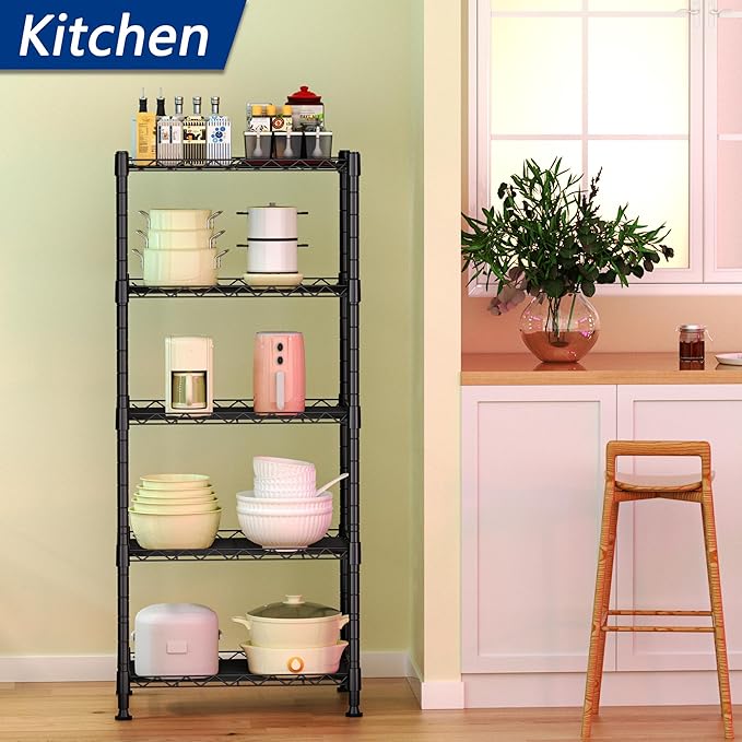 REGILLER 5-Wire Shelving Metal Storage Rack Adjustable Shelves, Standing - Image 2