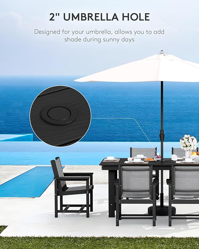SERWALL Patio Dining Sets for 6, Outdoor HDPE Dining Set - Image 4