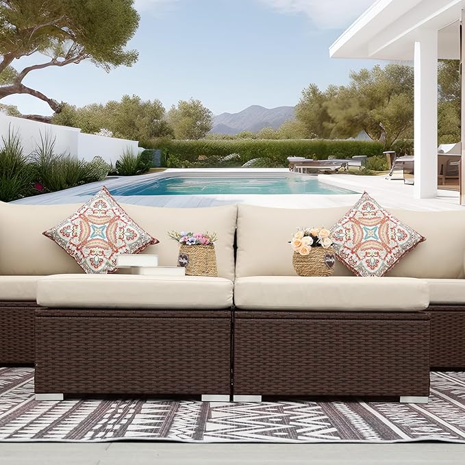 NICESOUL 8 Seat 29.3'' High Back Outdoor Furniture Set, Extra Large Rattan - Image 5