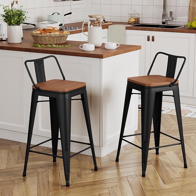 Yongchuang 24" Metal Barstools Set of 2 Counter Bar Stools by YongchuangInternational
