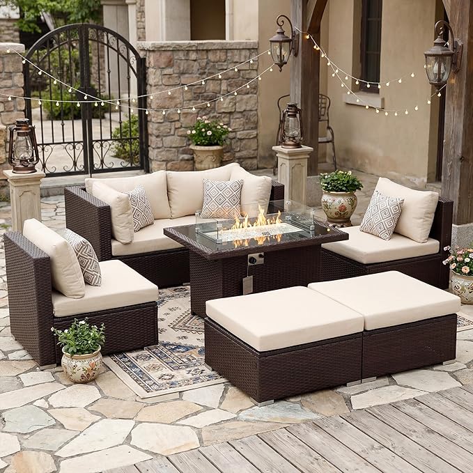 NICESOUL 7 Piece Outdoor Patio Sectional Furniture Set - Image 3
