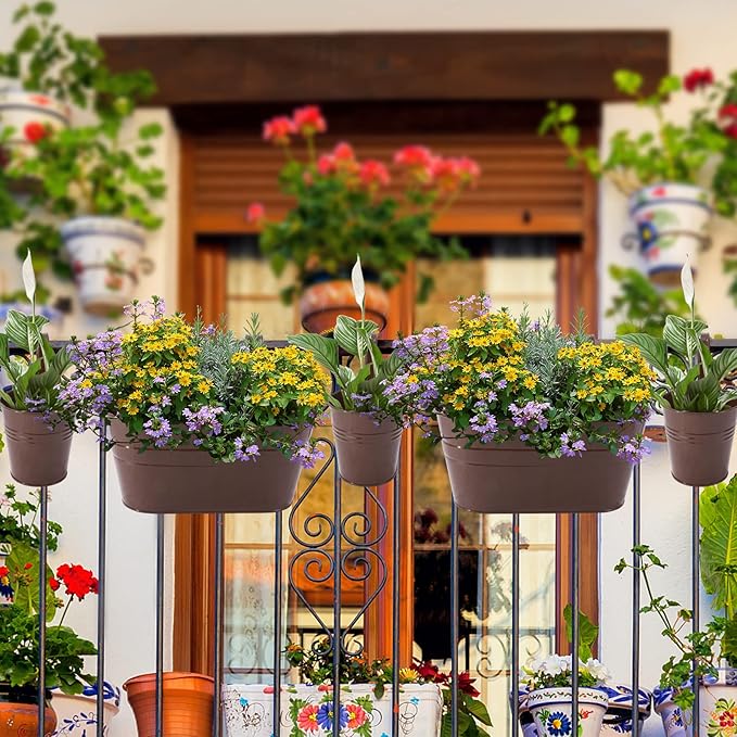 HowRU Metal Iron Flower Pots for Railing Fence Hanging Bucket Pots and Hanging - Image 7