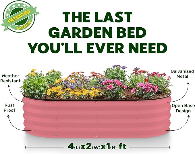 Plant & Plot Galvanized Raised Garden Beds Outdoor // 4×2×1 ft Planter Raised - Image 5
