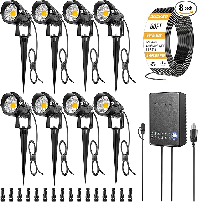 ZUCKEO All-in-One Landscape Lighting Kit, 5W LED Low Voltage Landscape Lights by ZUCKEO