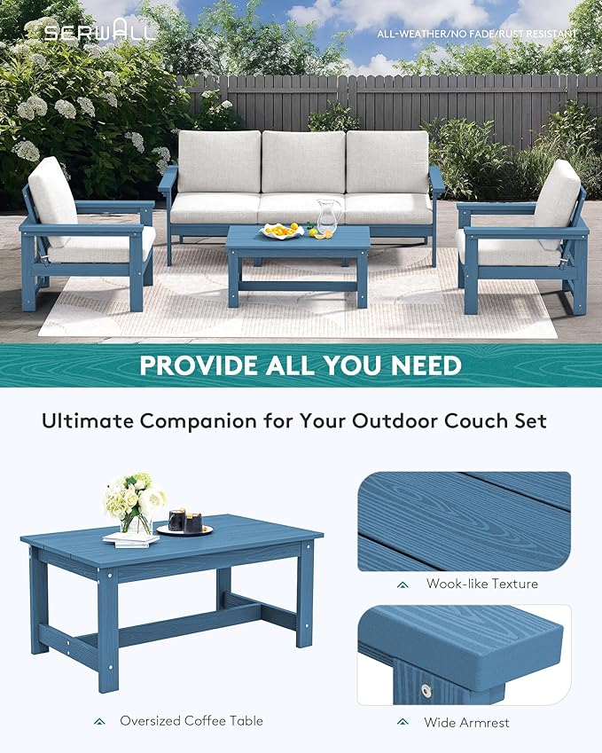 SERWALL HDPE Patio Conversation Set, 6-piece Sectional Outdoor Furniture Set - Image 5