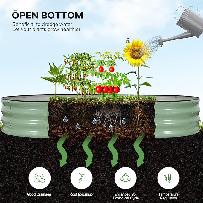 Galvanized Raised Garden Bed Outdoor, Rust-Resistant Garden Planter Box - Image 6